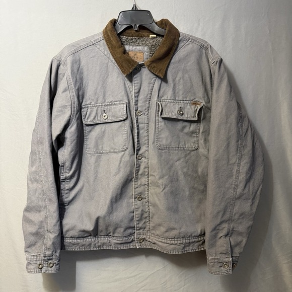 Woolrich Other - Woolrich Jacket Mens‎ XXL Gray Sherpa Lined Chore Coat Workwear Corduroy Collar